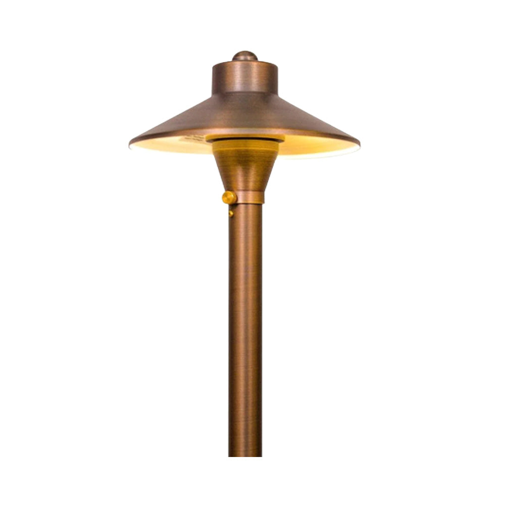 LED Mushroom 6.6" Path Light, Natural Brass - Bees Lighting