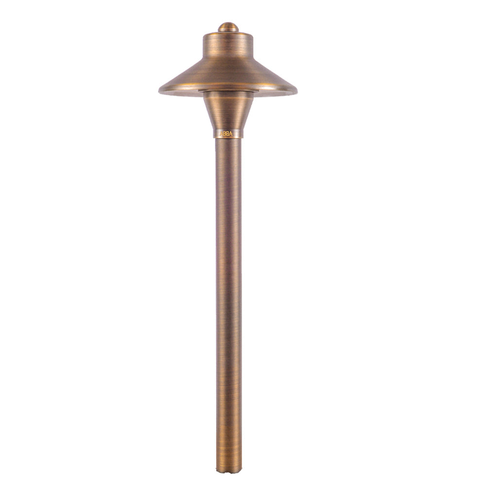 Small Mushroom LED Path Light, Natural Brass - Bees Lighting