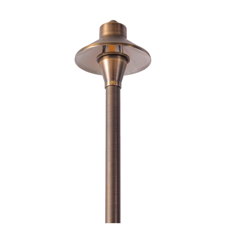 Small Mushroom LED Path Light, Natural Brass - Bees Lighting