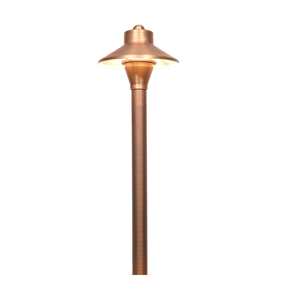 Small Mushroom LED Path Light, Natural Brass - Bees Lighting