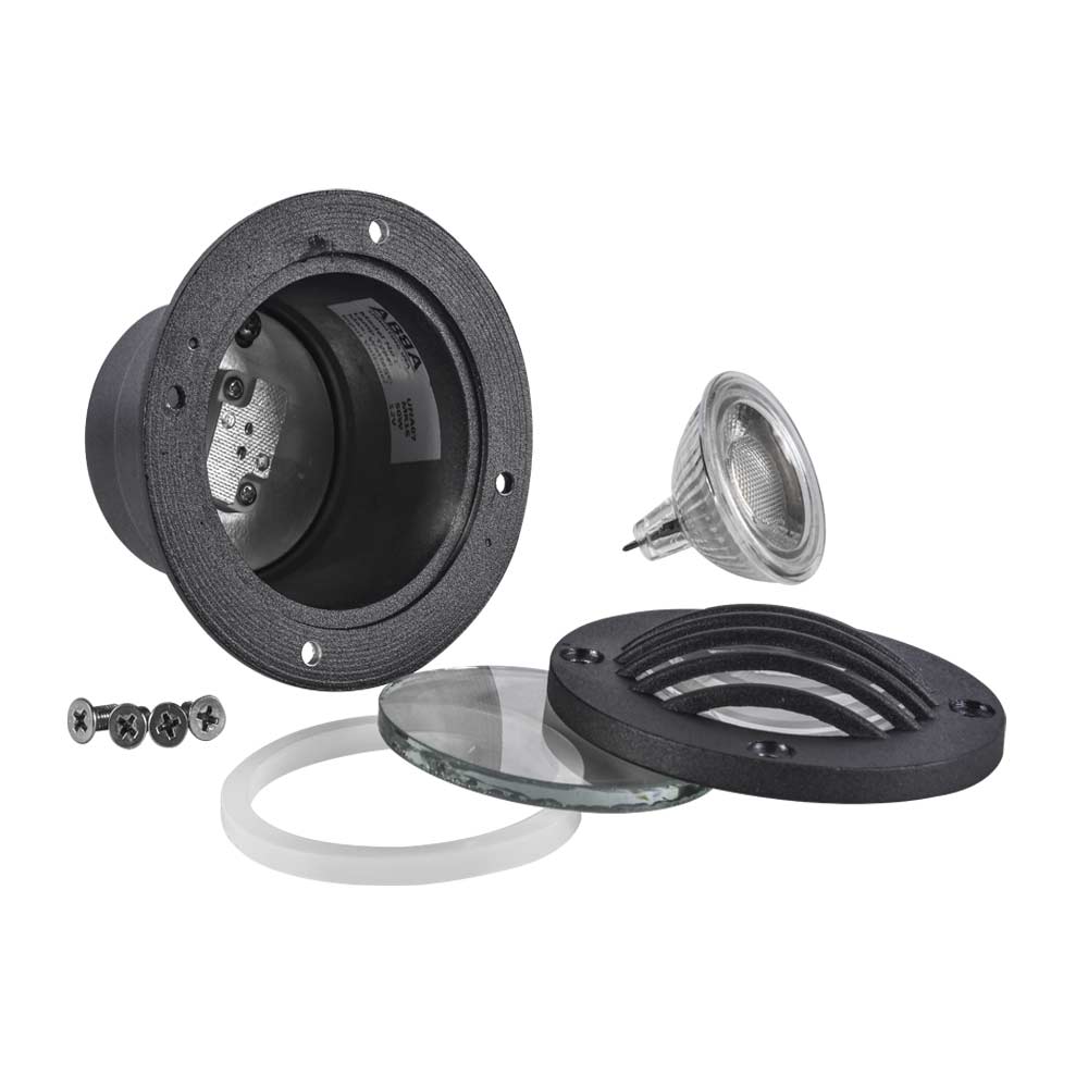 12V LED Landscape In-Ground Well Light Grill face Aluminum Black Finish - Bees Lighting