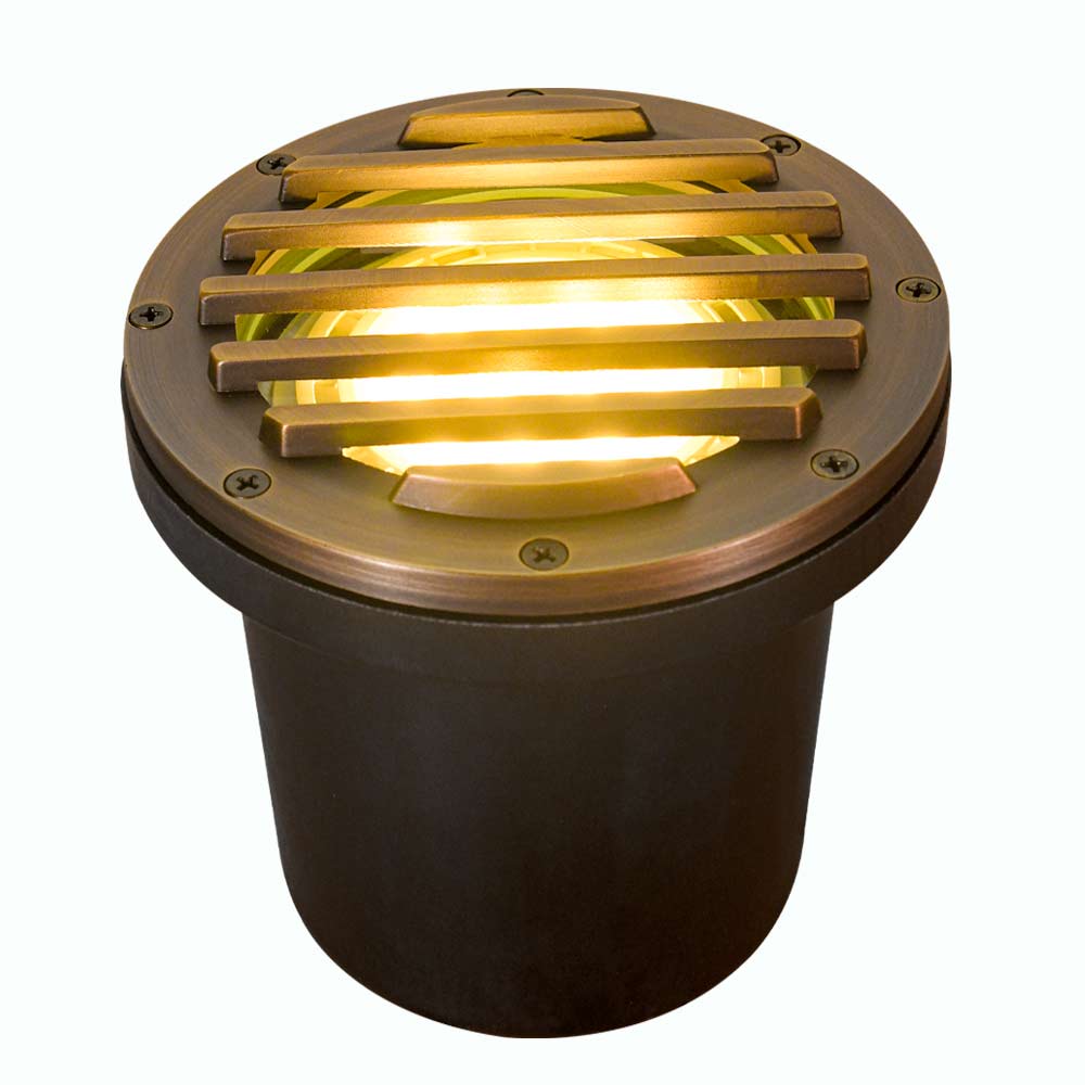 12V LED Landscape In-Ground Well Light Grill Face Brass - Bees Lighting