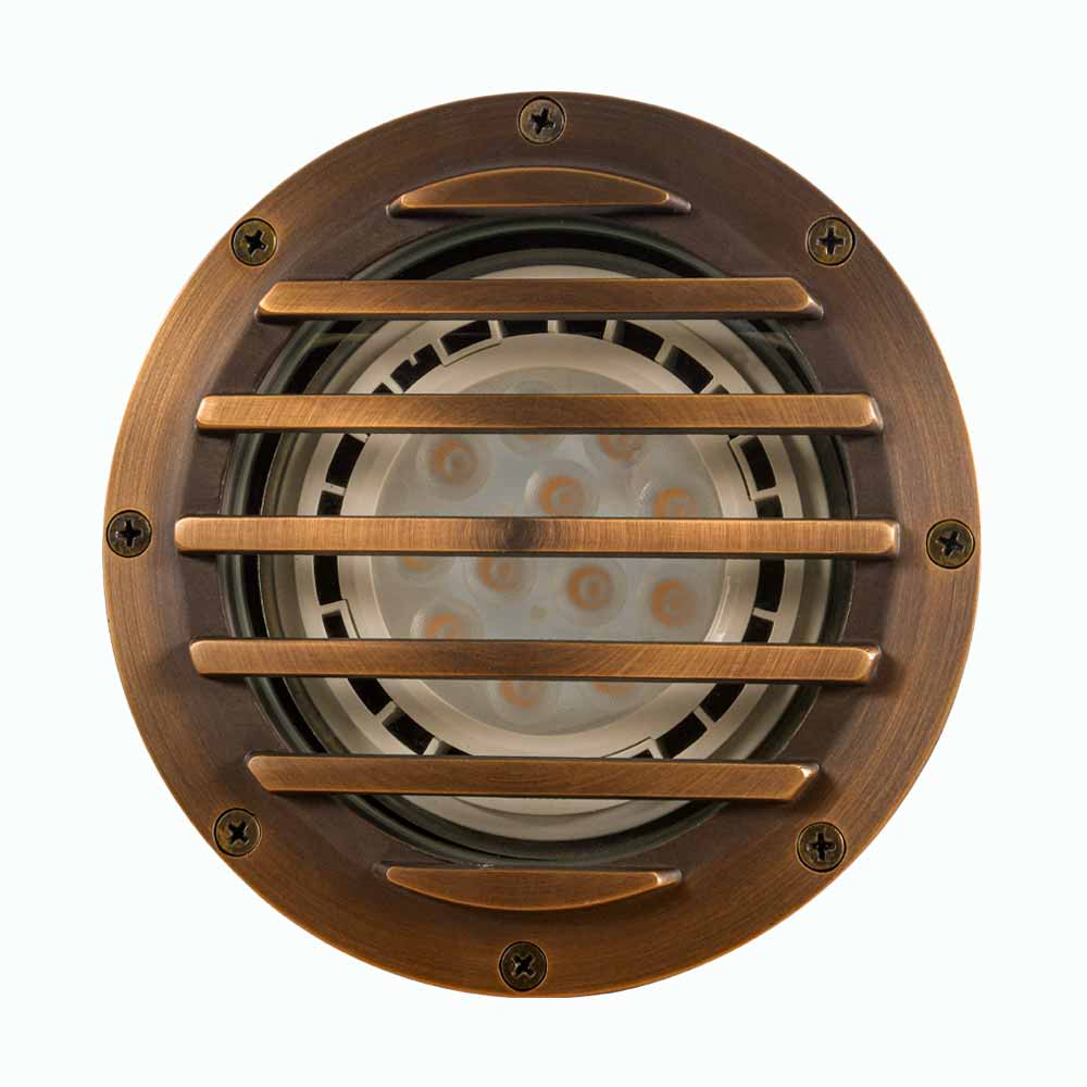 12V LED Landscape In-Ground Well Light Grill Face Brass