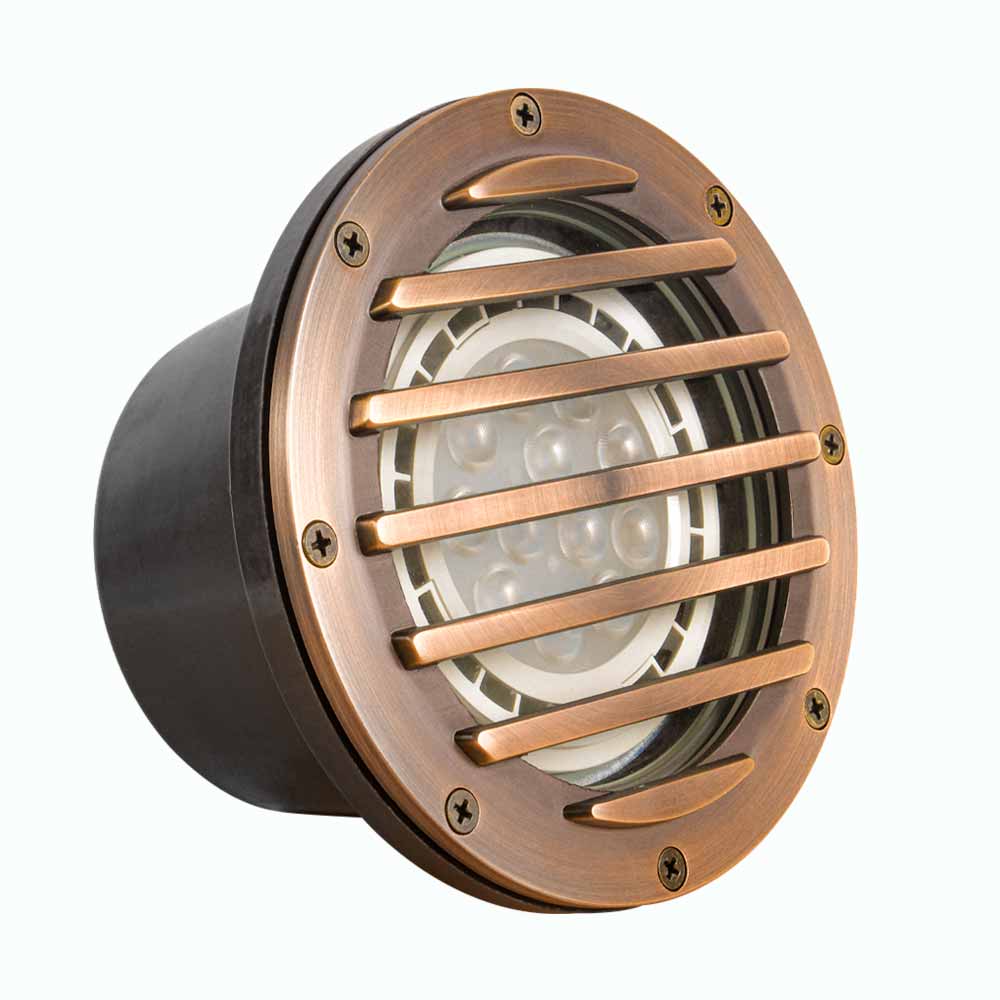12V LED Landscape In-Ground Well Light Grill Face Brass - Bees Lighting