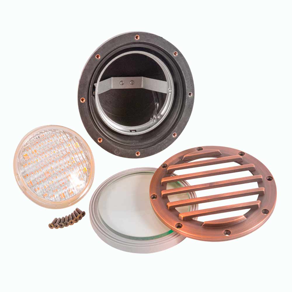 12V LED Landscape In-Ground Well Light Grill Face Brass - Bees Lighting