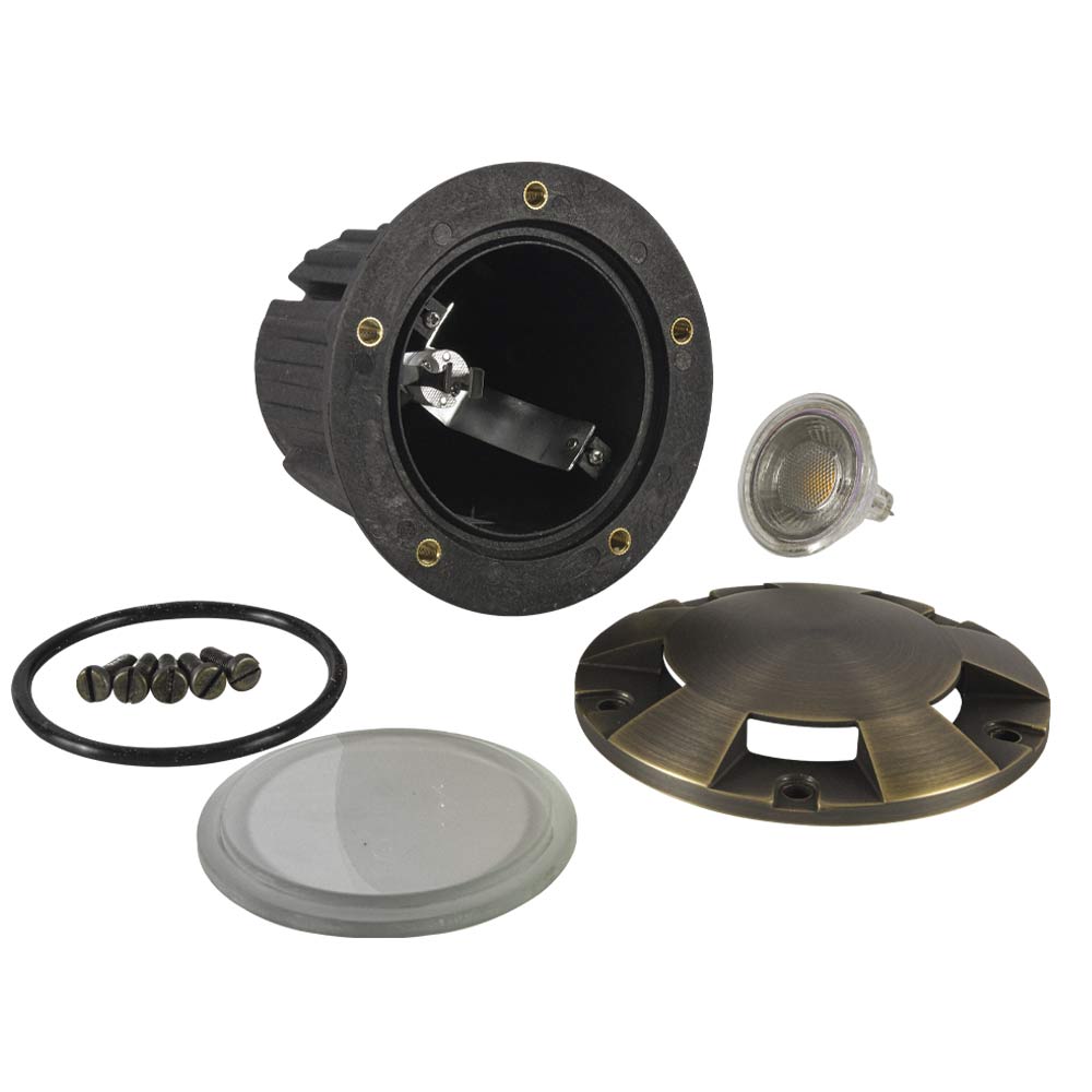 12V LED Landscape In-Ground Well Light Multi Directional Face Brass - Bees Lighting