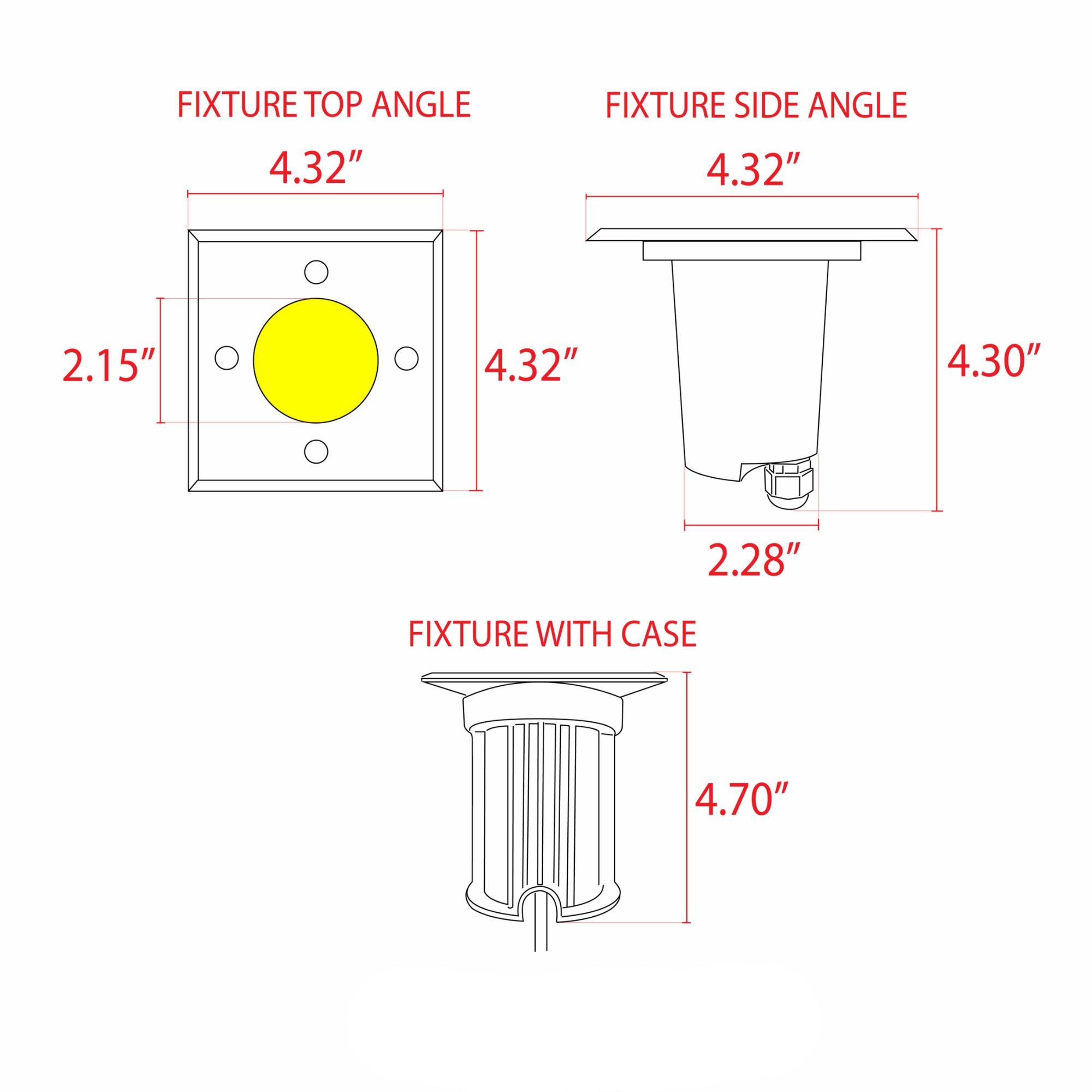 LED In-Ground Well Light Square Flat Face, Black - Bees Lighting