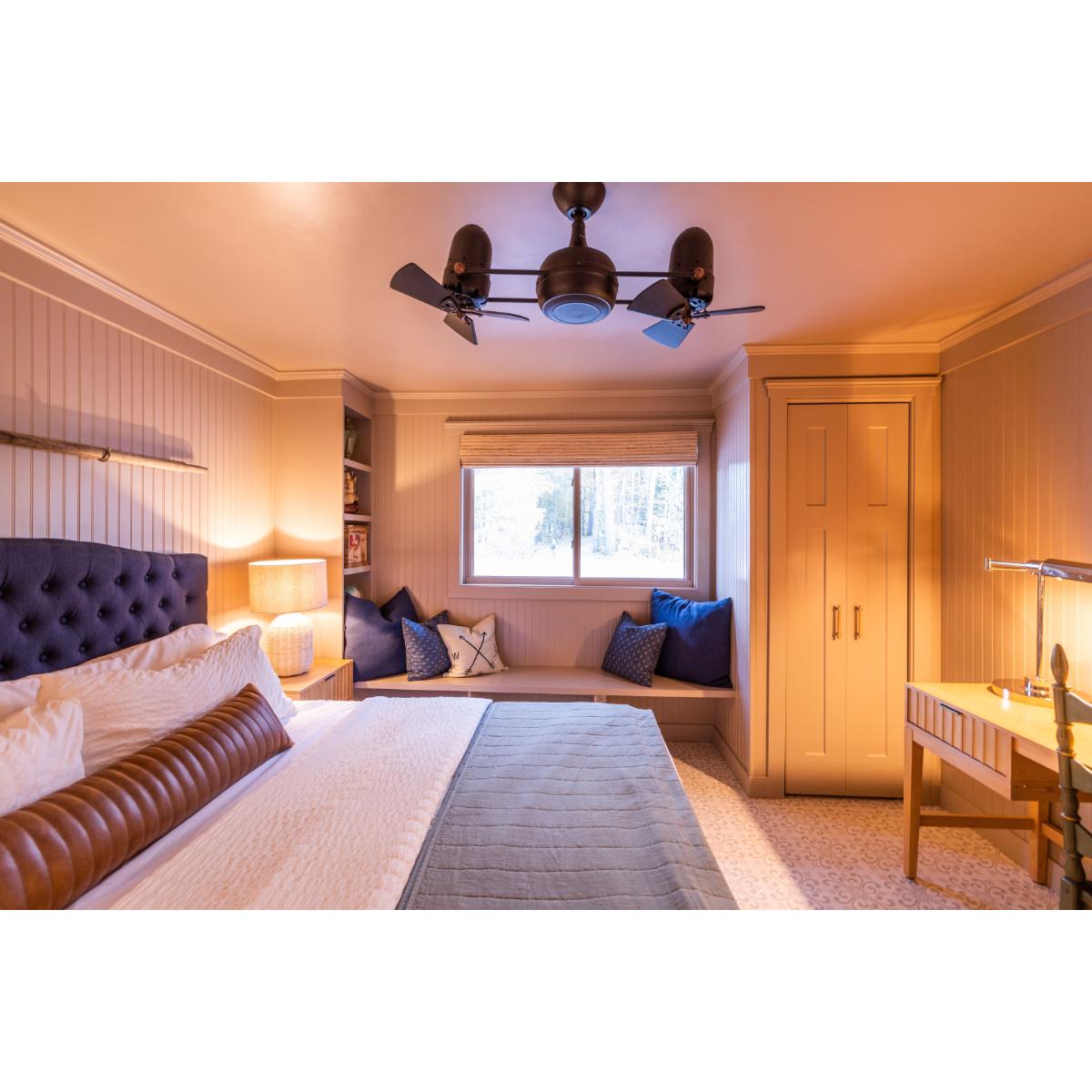 Dagny 41" Rotational Dual Ceiling Fan, Textured Bronze with Matte Black Blades - Bees Lighting