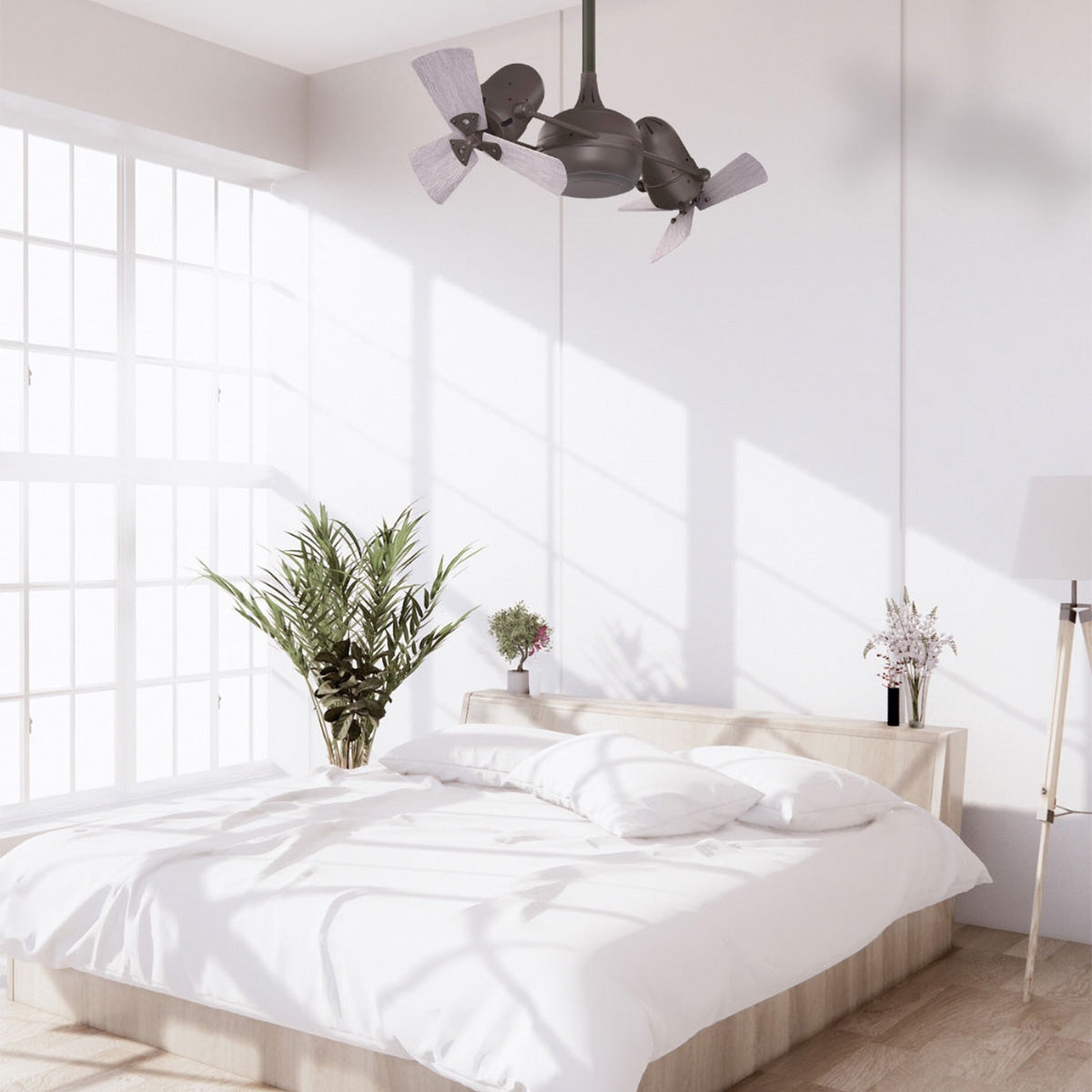 Dagny 41" Rotational Dual Ceiling Fan, Textured Bronze with Barn Wood Blades - Bees Lighting