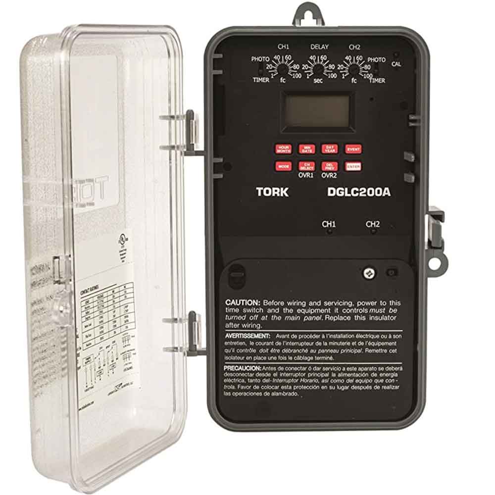Tork 20-Amp 7-Day Astronomic 2CH 120-277V SPDT Digital Timer Holiday w/EPC-A Photosensor Outdoor