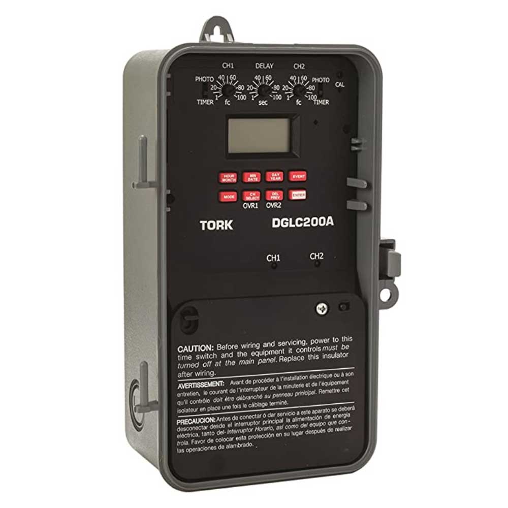 Tork 20-Amp 7-Day Astronomic 2CH 120-277V SPDT Digital Timer Holiday w/EPC-A Photosensor Outdoor
