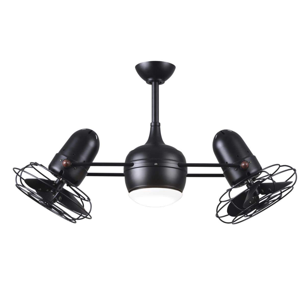 Dagny 39" Rotational Dual Ceiling Fan with Light, Matte Black - Bees Lighting