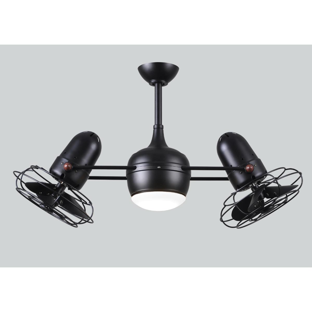 Dagny 39" Rotational Dual Ceiling Fan with Light, Matte Black - Bees Lighting