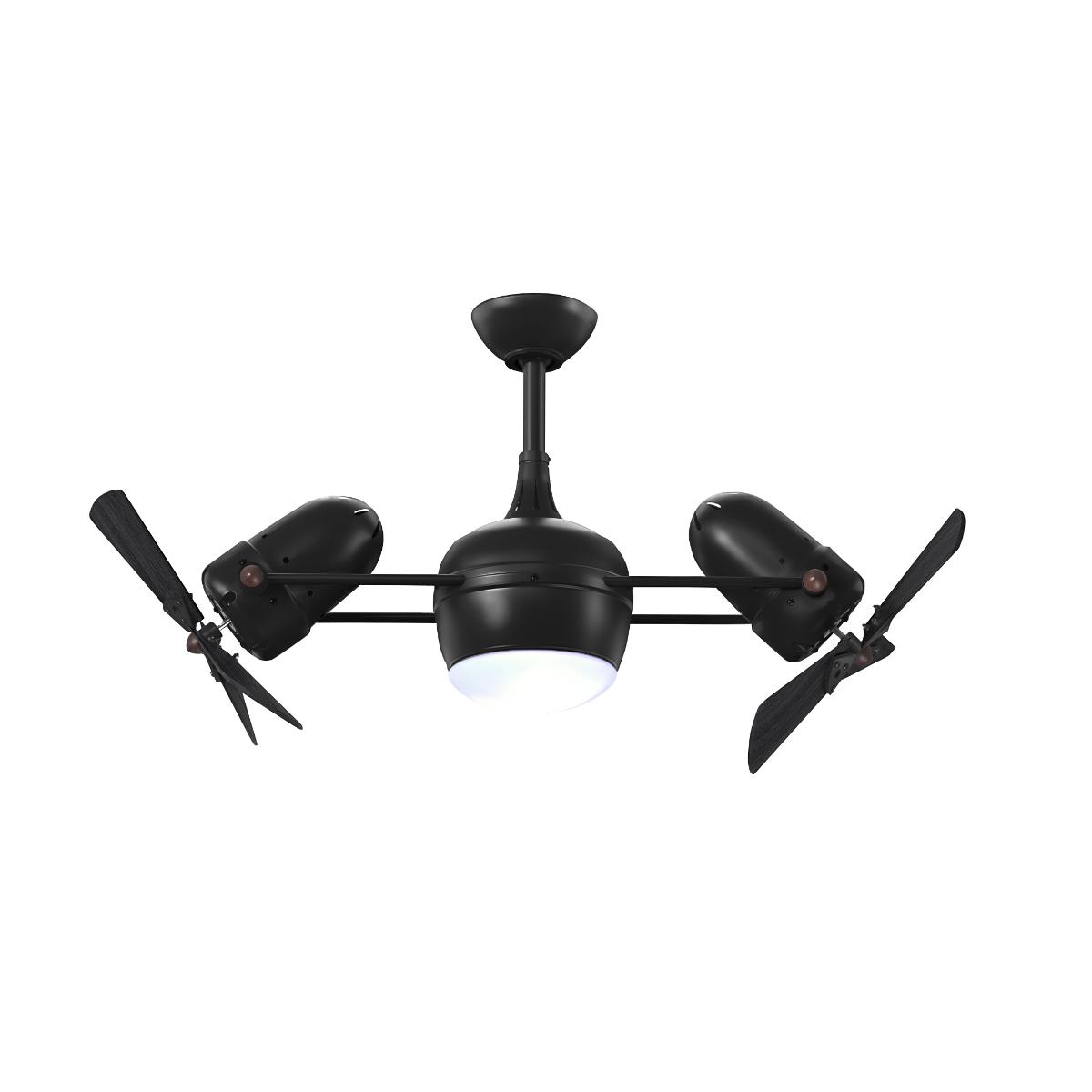 Dagny 41" Rotational Dual Ceiling Fan with Light, Matte Black with Matte Black Blades - Bees Lighting