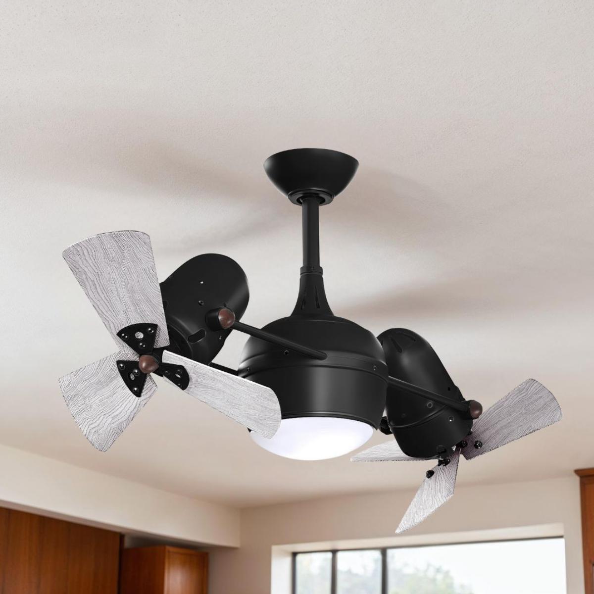 Dagny 41" Rotational Dual Ceiling Fan with Light, Matte Black with Barn Wood Blades - Bees Lighting