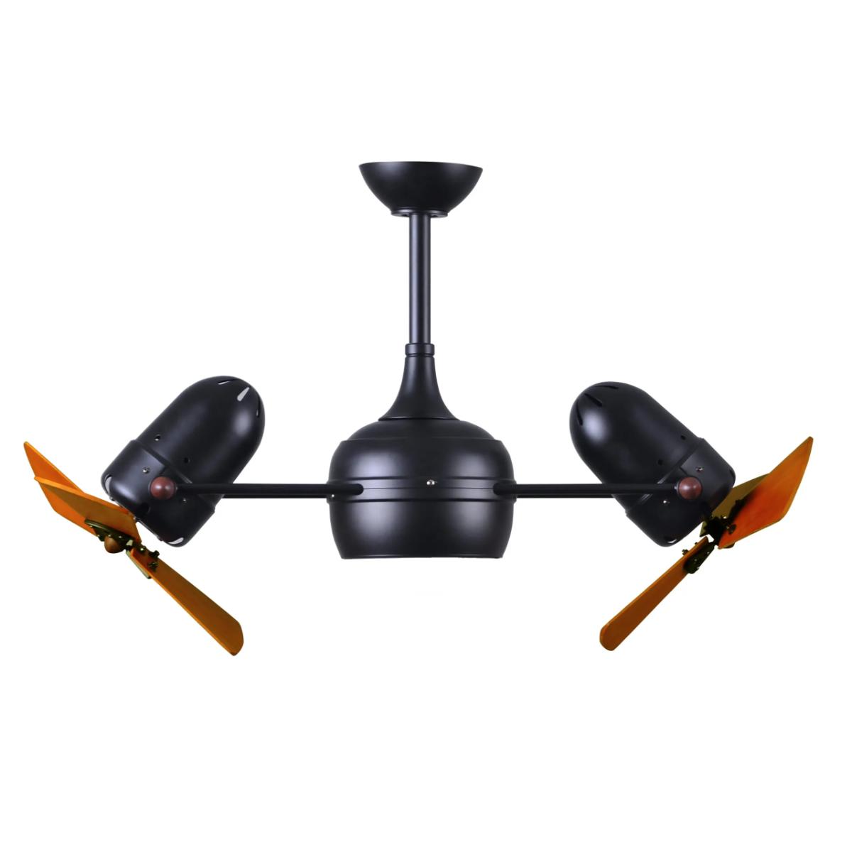 Dagny 41" Rotational Dual Ceiling Fan with Light, Matte Black with Mahogany Blades - Bees Lighting