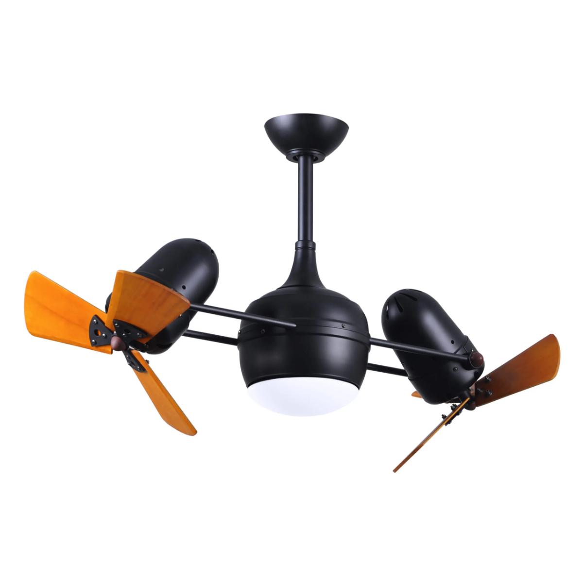 Dagny 41" Rotational Dual Ceiling Fan with Light, Matte Black with Mahogany Blades - Bees Lighting