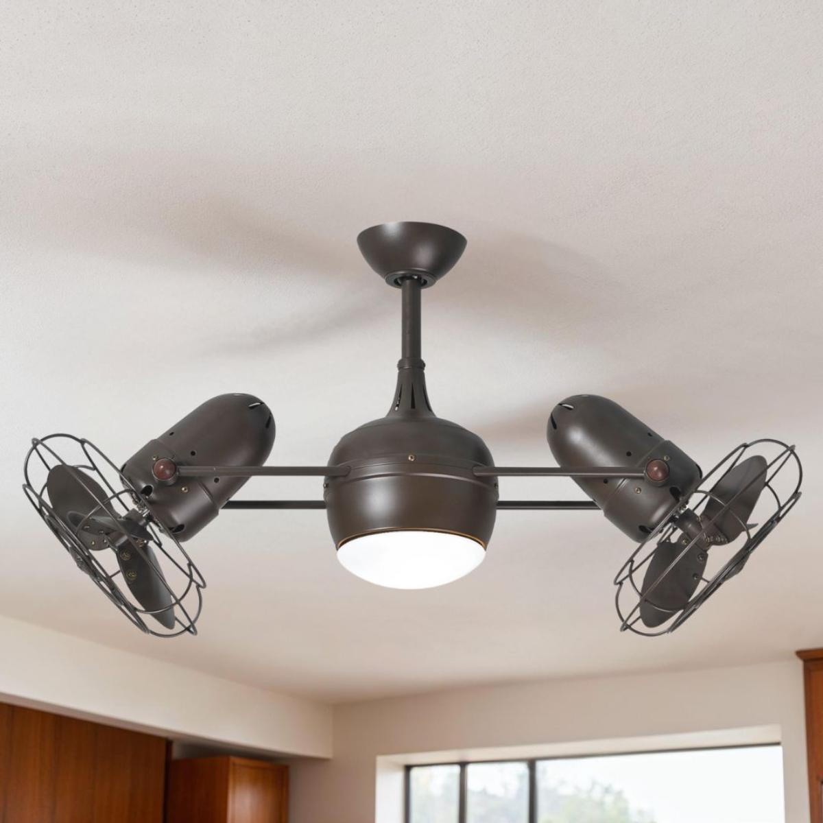 Dagny 39" Rotational Dual Ceiling Fan with Light, Textured Bronze - Bees Lighting