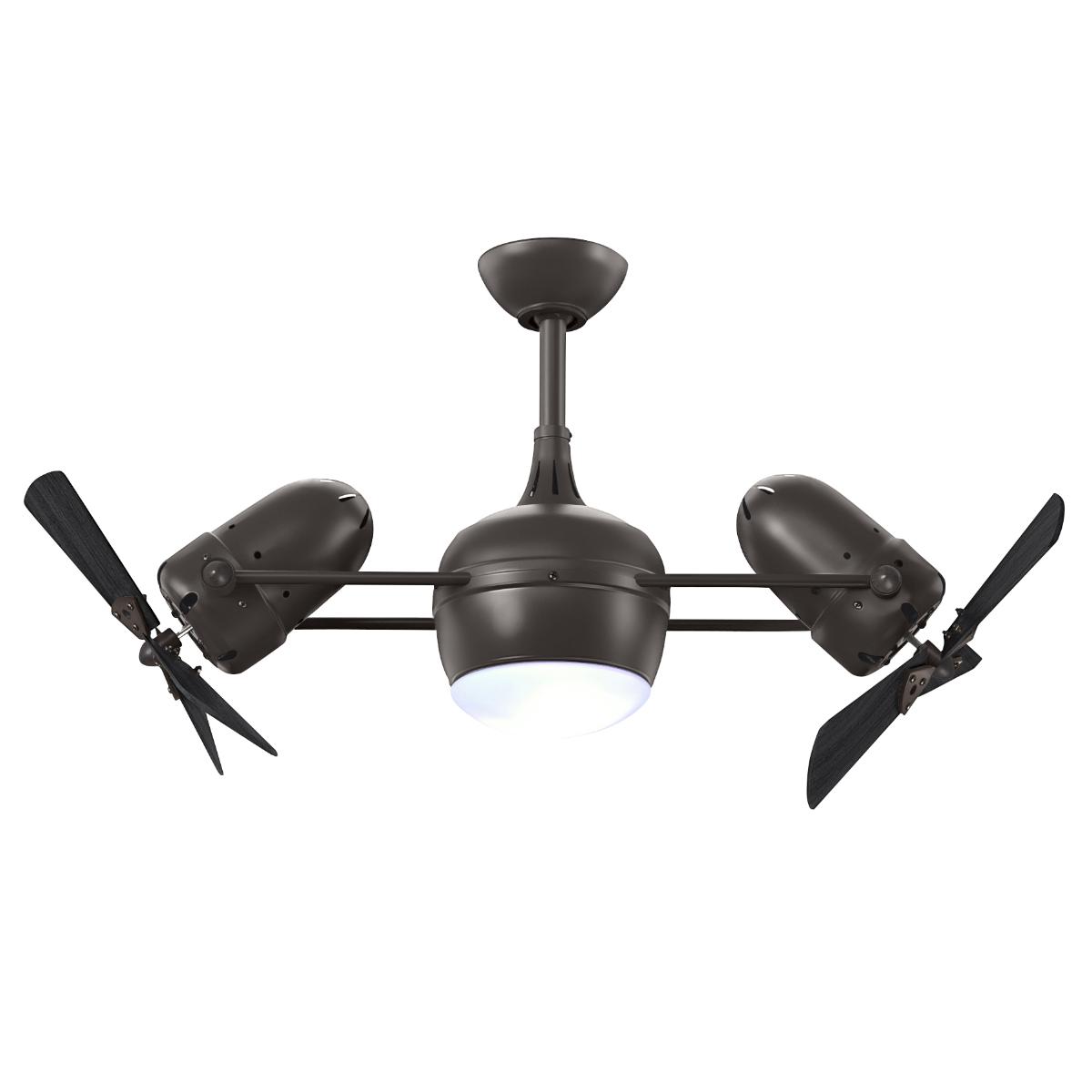 Dagny 41" Rotational Dual Ceiling Fan with Light, Textured Bronze with Matte Black Blades - Bees Lighting