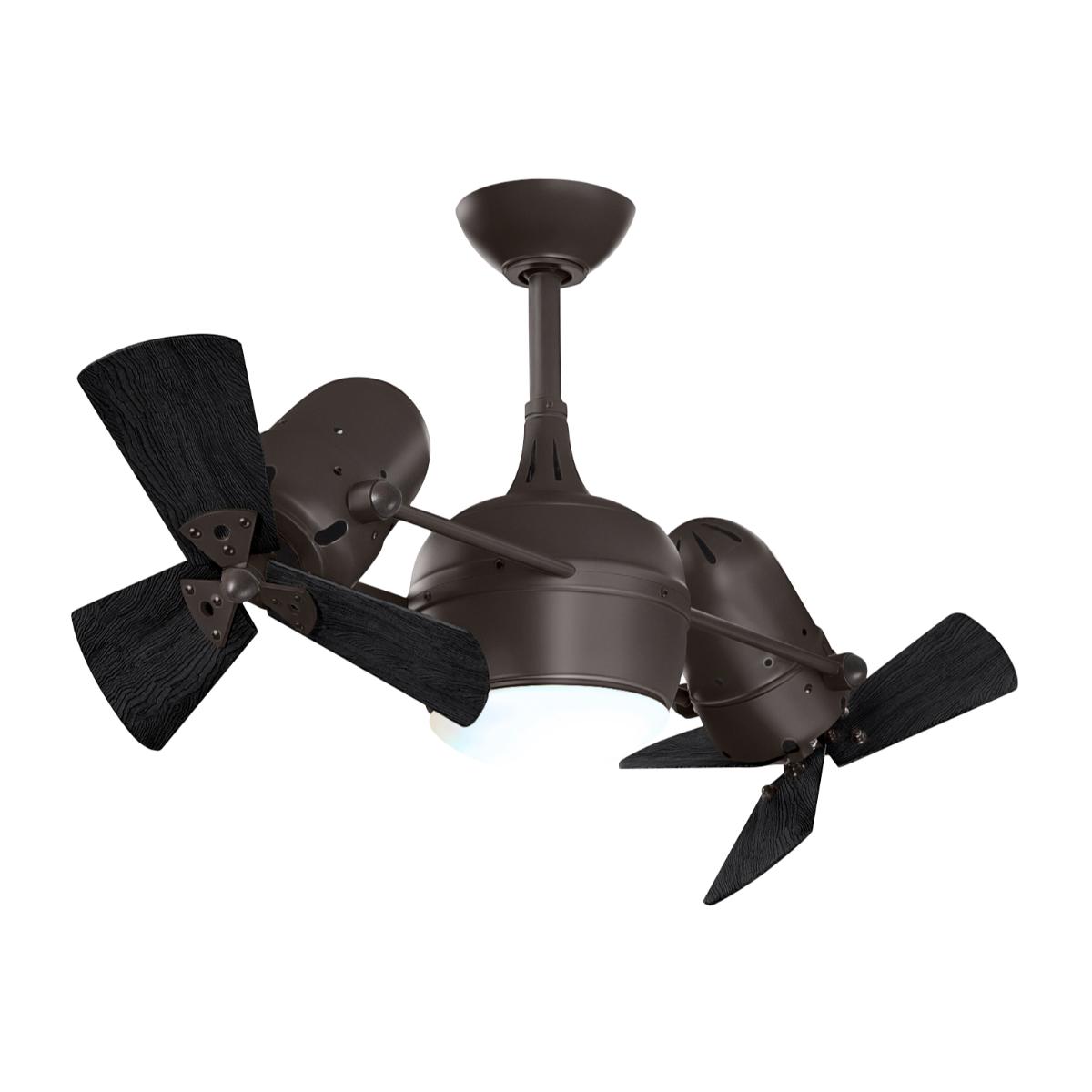 Dagny 41" Rotational Dual Ceiling Fan with Light, Textured Bronze with Matte Black Blades - Bees Lighting