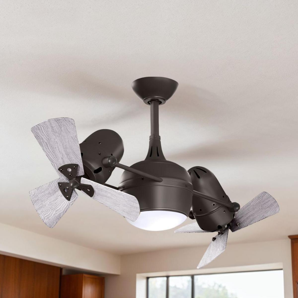 Dagny 41" Rotational Dual Ceiling Fan with Light, Textured Bronze with Barn Wood Blades - Bees Lighting