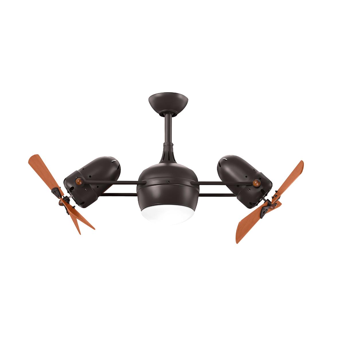 Dagny 41" Rotational Dual Ceiling Fan with Light, Textured Bronze with Mahogany Blades - Bees Lighting