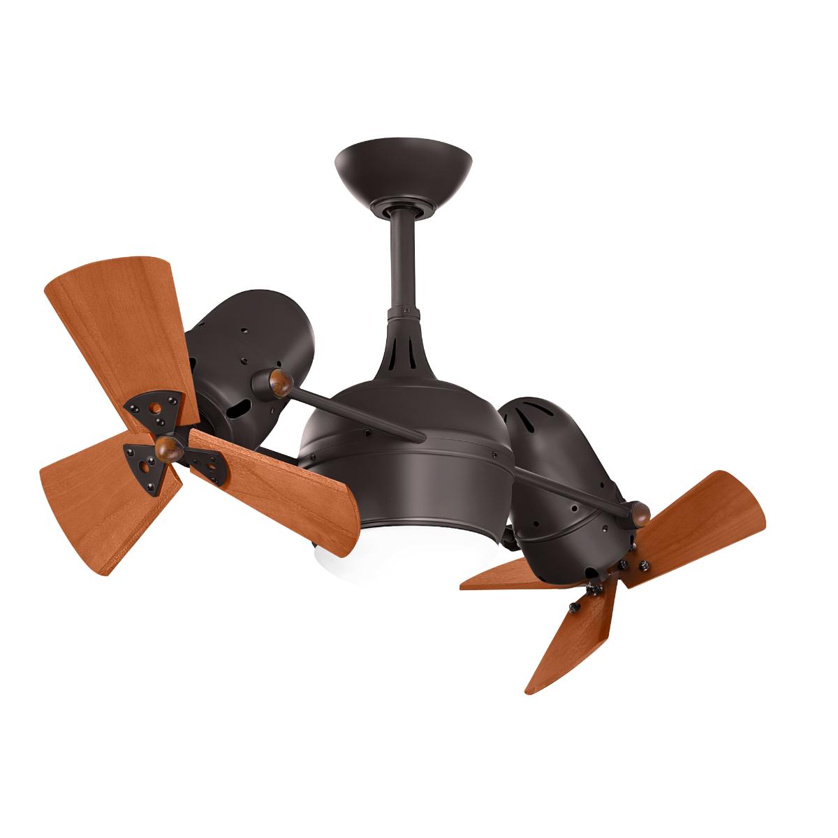Dagny 41" Rotational Dual Ceiling Fan with Light, Textured Bronze with Mahogany Blades - Bees Lighting