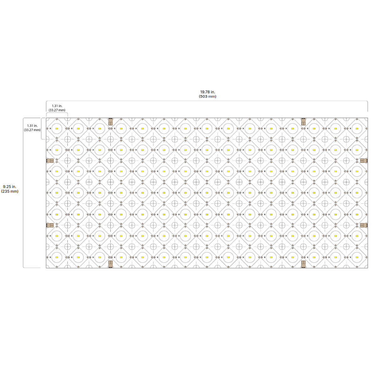 PuraLight 20" x 9" Flexible LED Sheet, 32 Watts, 3000K, 3480 Lumens, 160 Deg. Beam Angle, 12V - Bees Lighting
