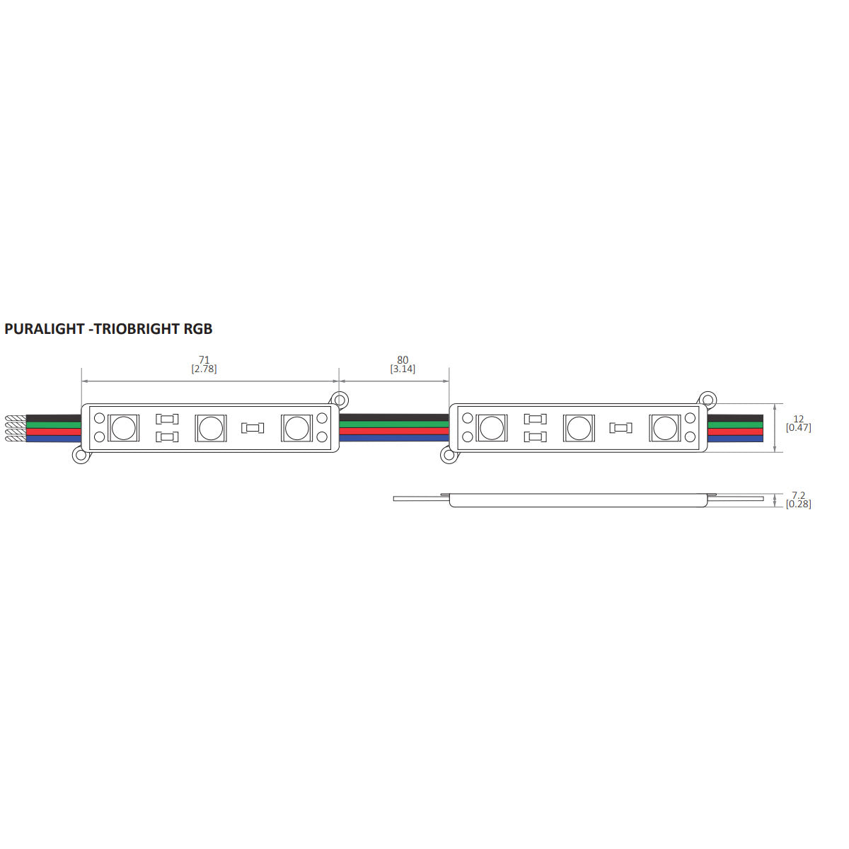 PURALIGHT 2, TRIOBRIGHT RGB LED Module, 14 Lumens per Module, 12V, 25 Module Strand - Bees Lighting