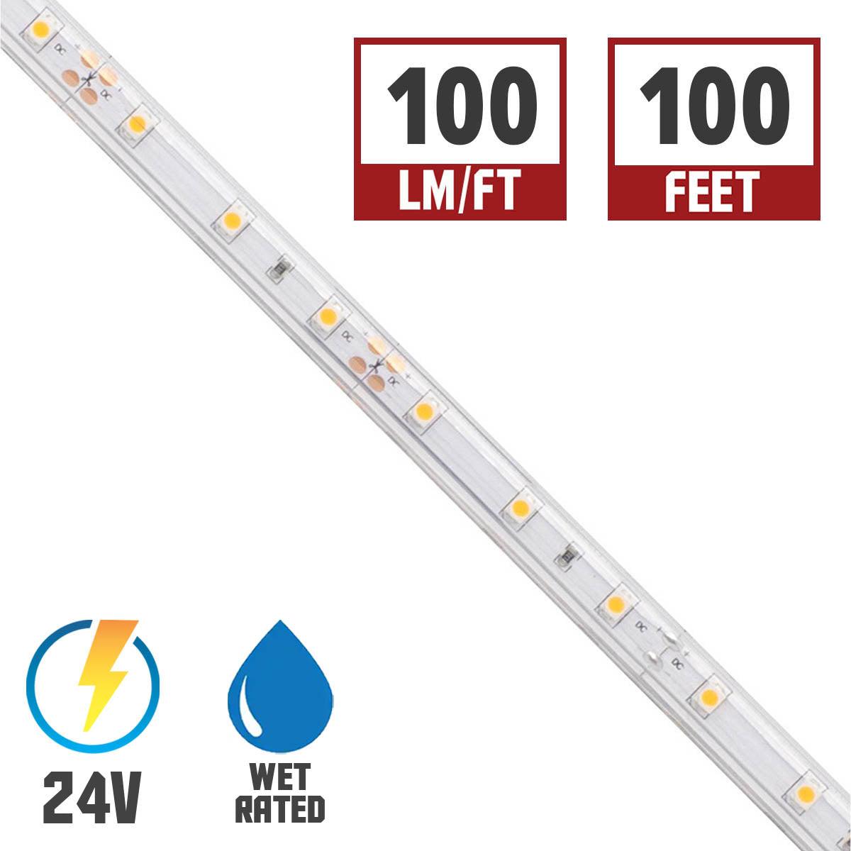 BLAZE Wet Location LED Strip Light, 2700K, 100+ Lumens per Ft, 24V