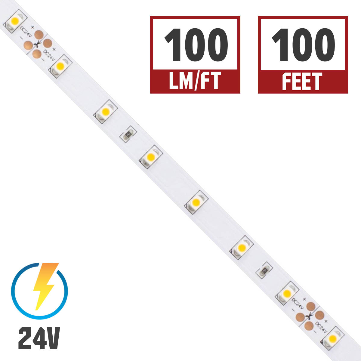 BLAZE LED Strip Light, 100+ Lumens per Ft, 24V
