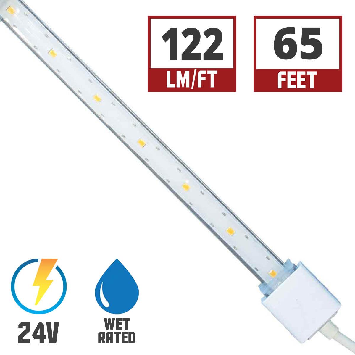 Hydrolume Slim Wet Location LED Tape Light, 65ft Reel, 120 Lumens per Ft, 24V