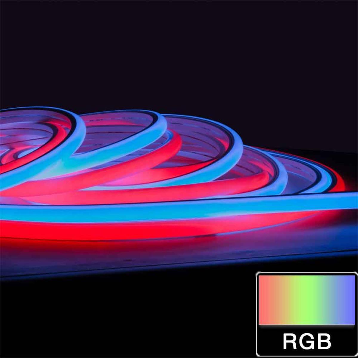 BLAZE RGB Color Changing LED Neon Strip Light, 65 feet Reel, 24V, Side Bending - Bees Lighting