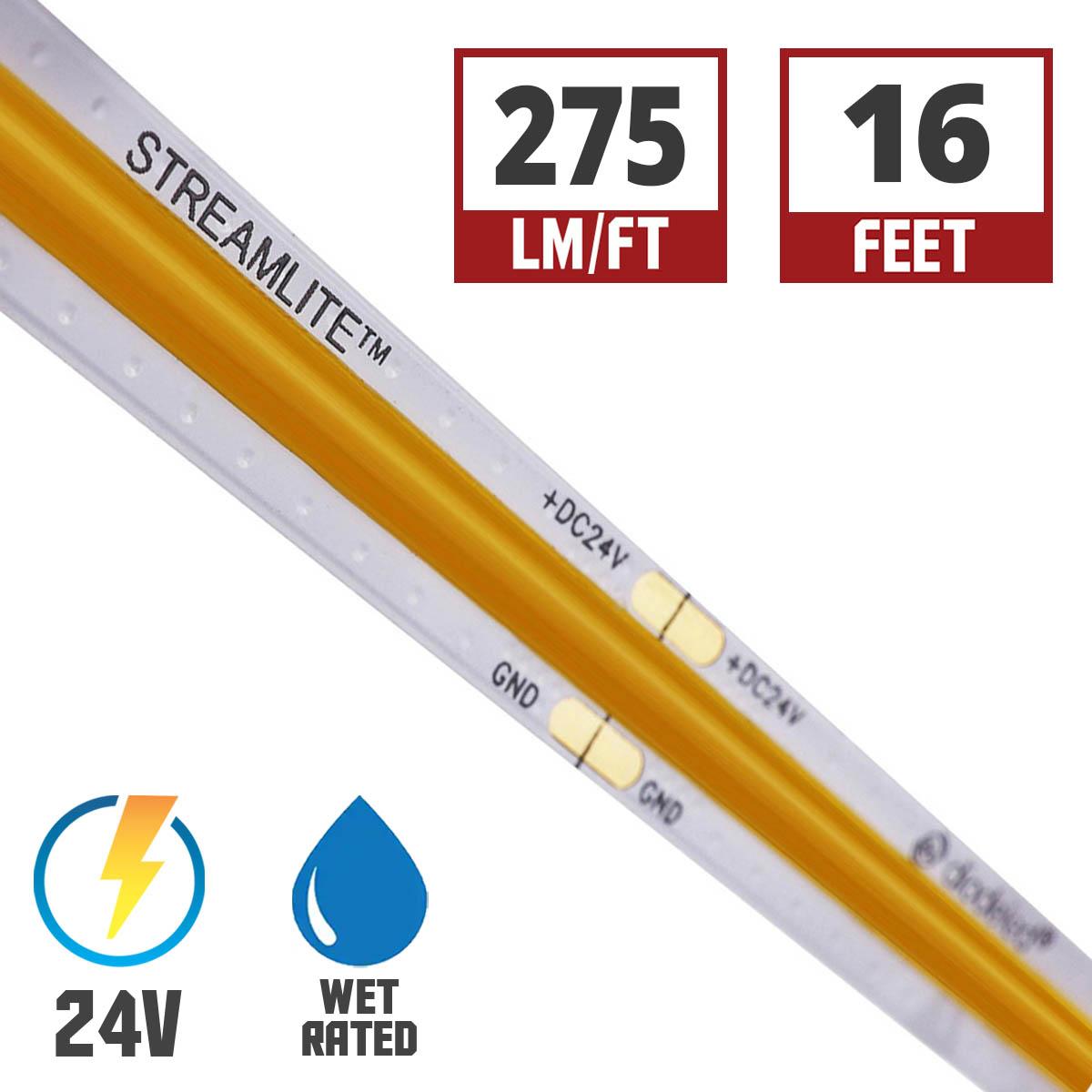 Streamlite COB Wet Location Tape Light, Static White, 271 Lm/ft - Bees Lighting