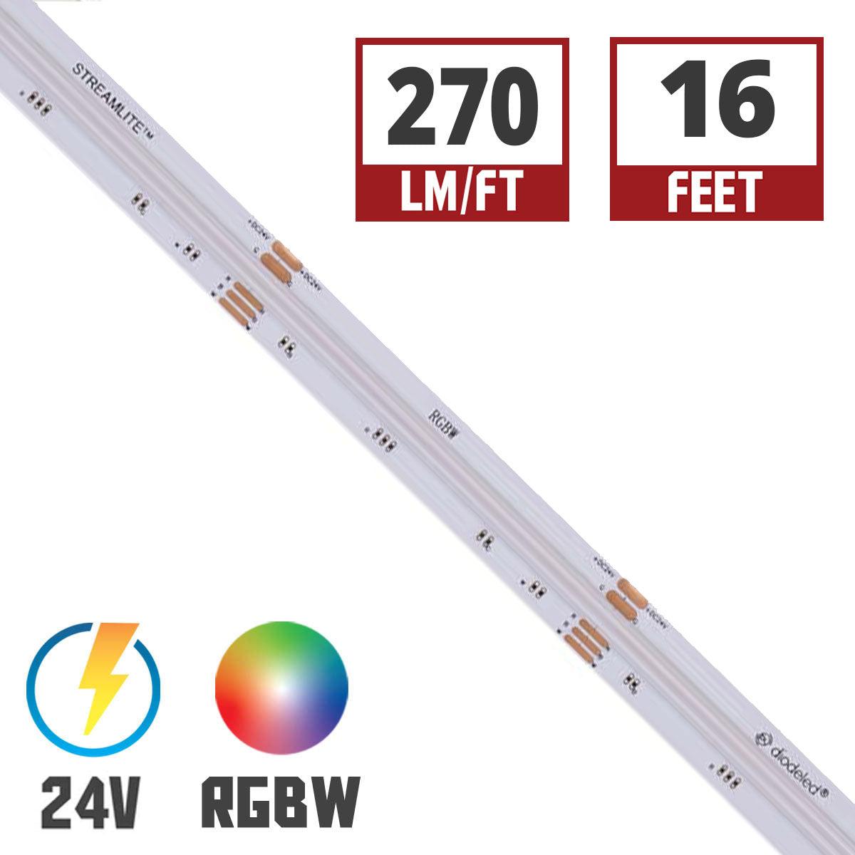 Streamlite Dotless LED Strip Light, 16.4ft Reel, Color Changing RGBW, 270 Lumens per Ft, 24V - Bees Lighting