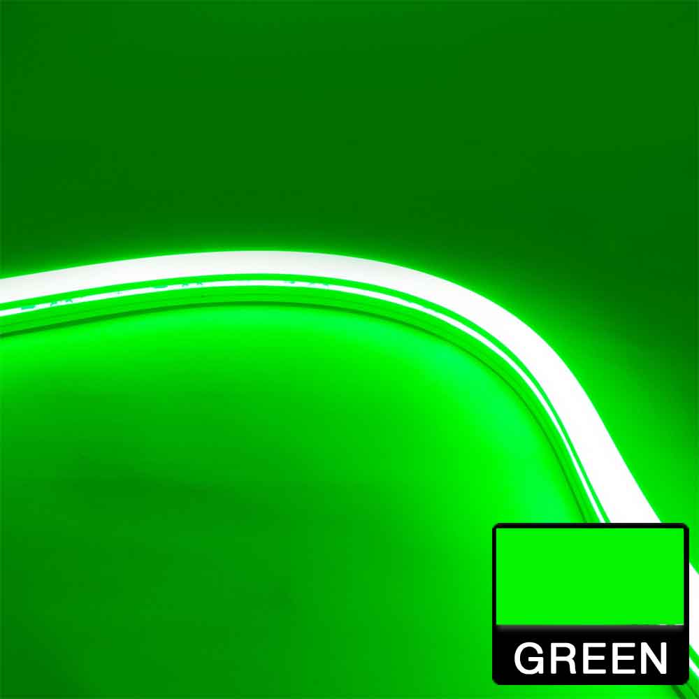 BLAZE Green Neon LED Strip Light, 24V, Top Bending