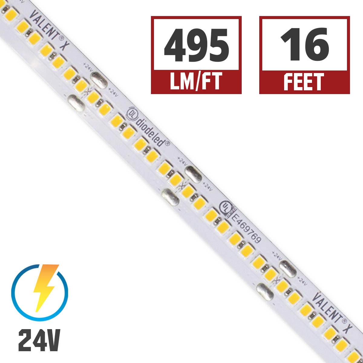 Valent X High Density LED Strip Light, 16ft Reel, 24V