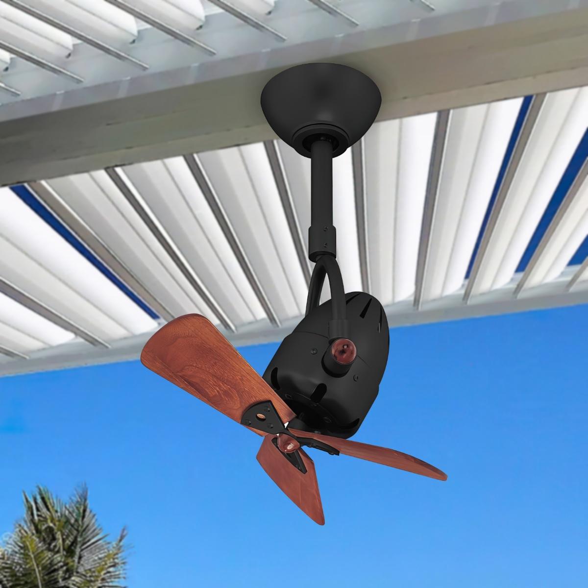 Diane 16 Inch Oscillating Directional Ceiling Fan, Matte Black with Wood Blades - Bees Lighting