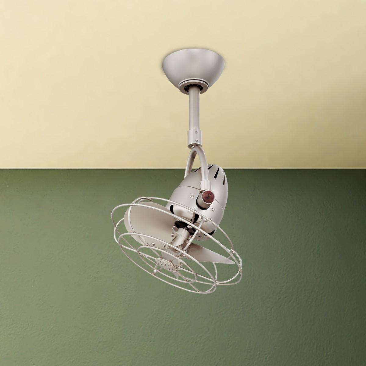 Diane 13 Inch Oscillating Ceiling Fan with a Decorative Cage, Brushed Nickel - Bees Lighting