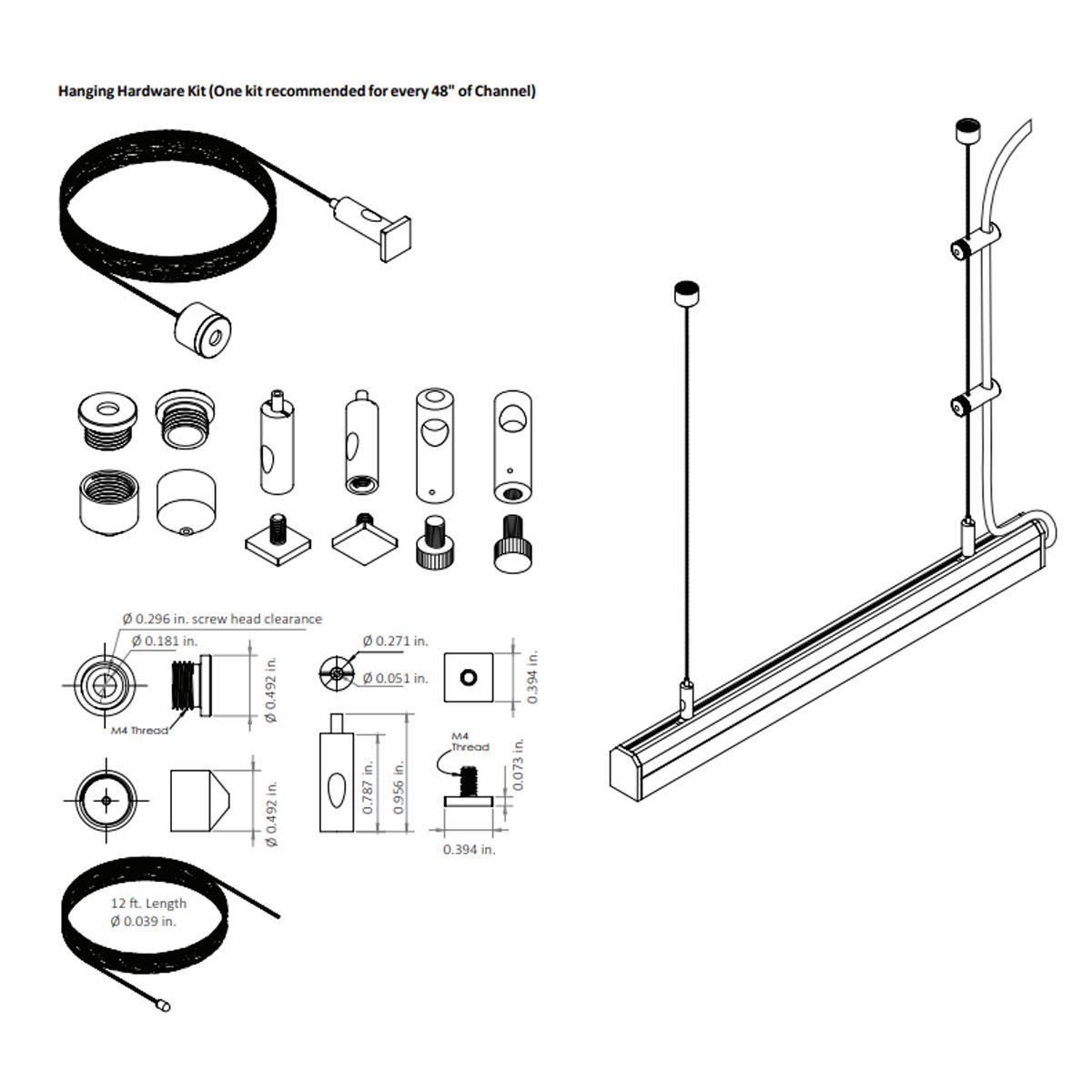 Hanging Hardware Kit, Pack of 2 hanging mounts, 2 Wire restrainers and 4 screws