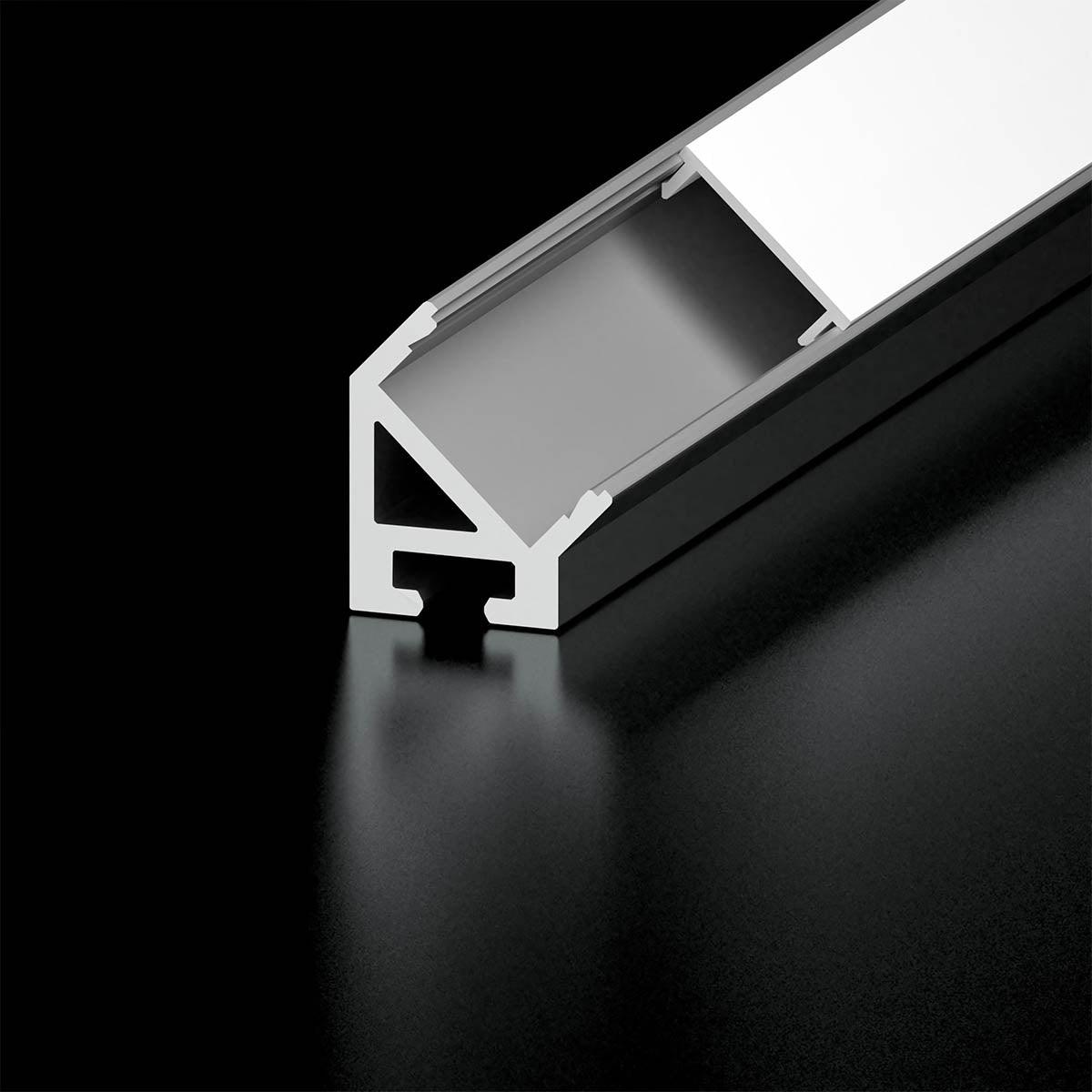48in. Chromapath Builder, 45 degree LED channel, Corner, for Strips Up To 12mm, Black