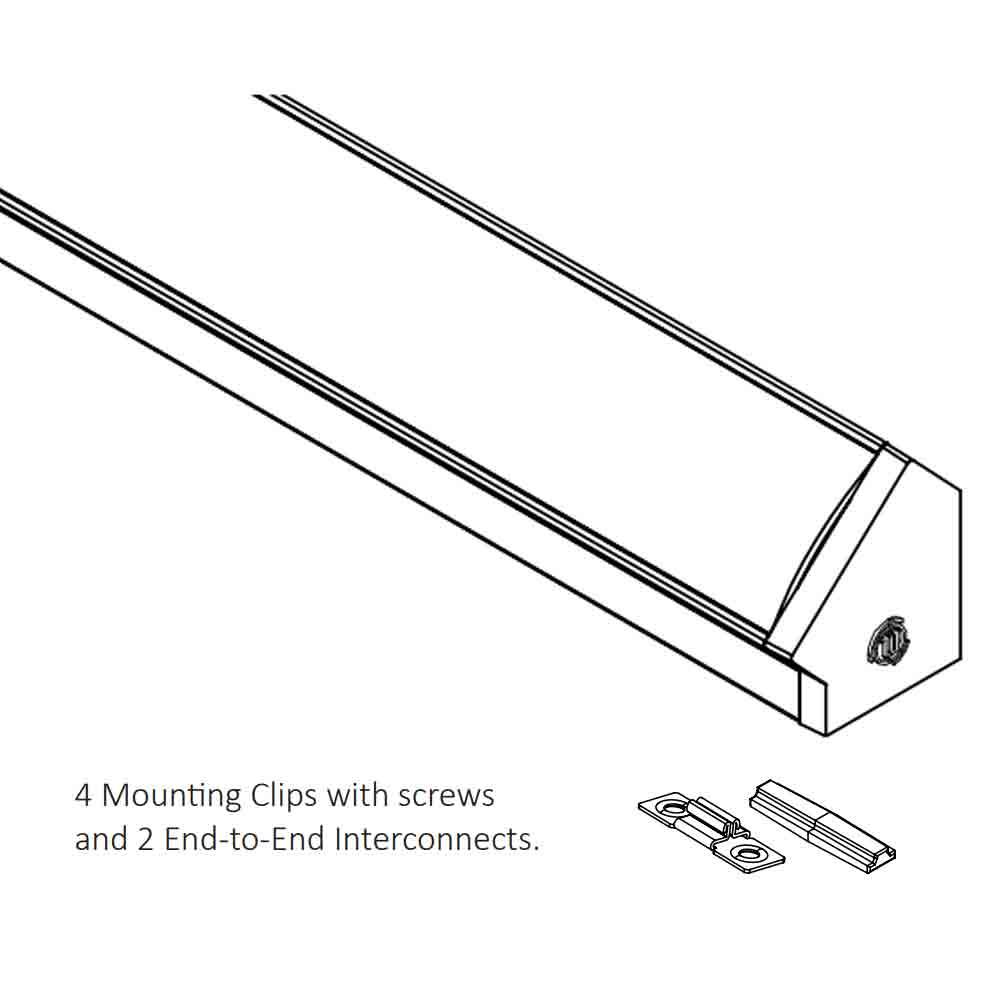 48in. Chromapath Builder, 45 degree LED Aluminum channel, Corner, for Strips Up To 12mm - Bees Lighting