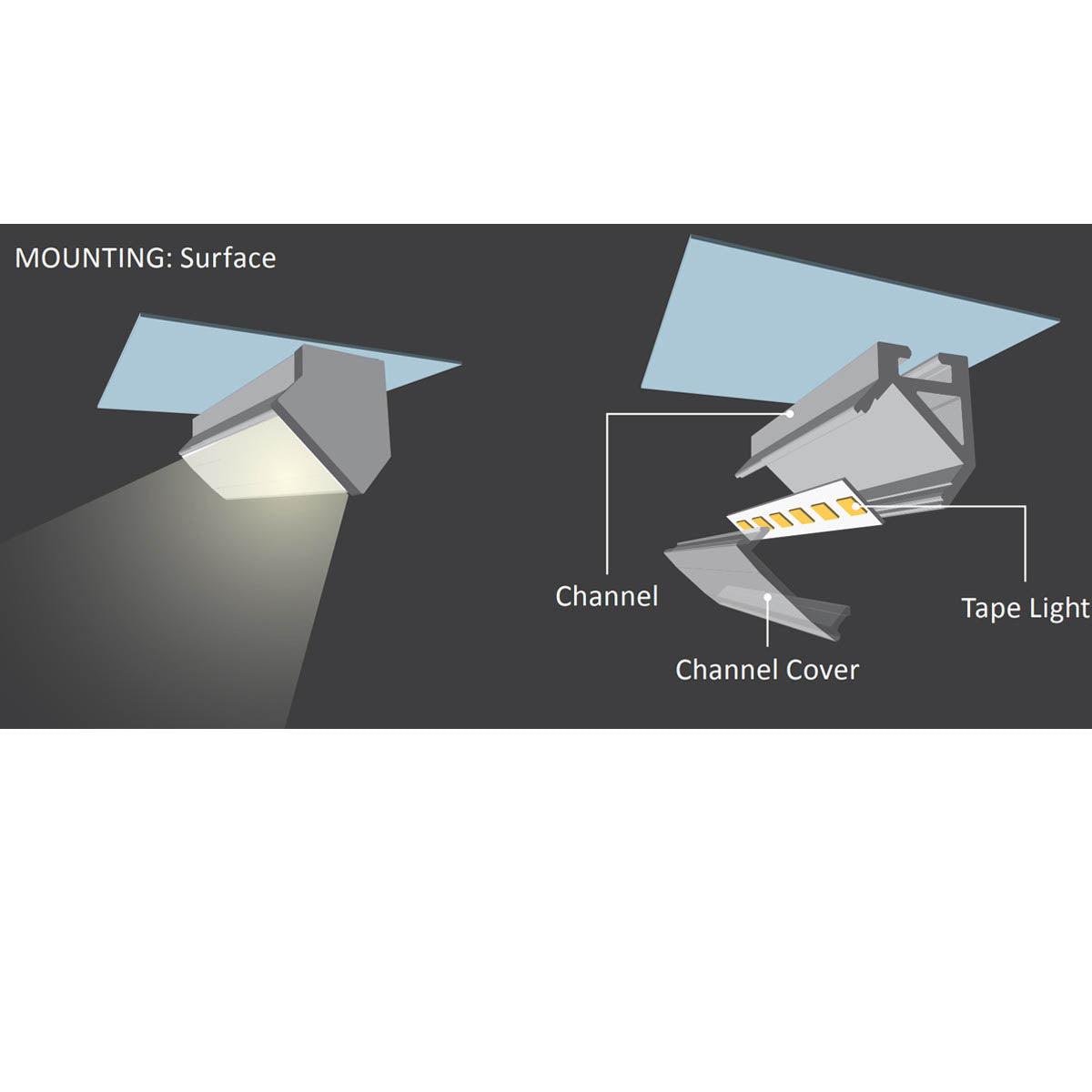 48in. Chromapath Builder, 45 degree LED Aluminum channel, Corner, for Strips Up To 12mm - Bees Lighting