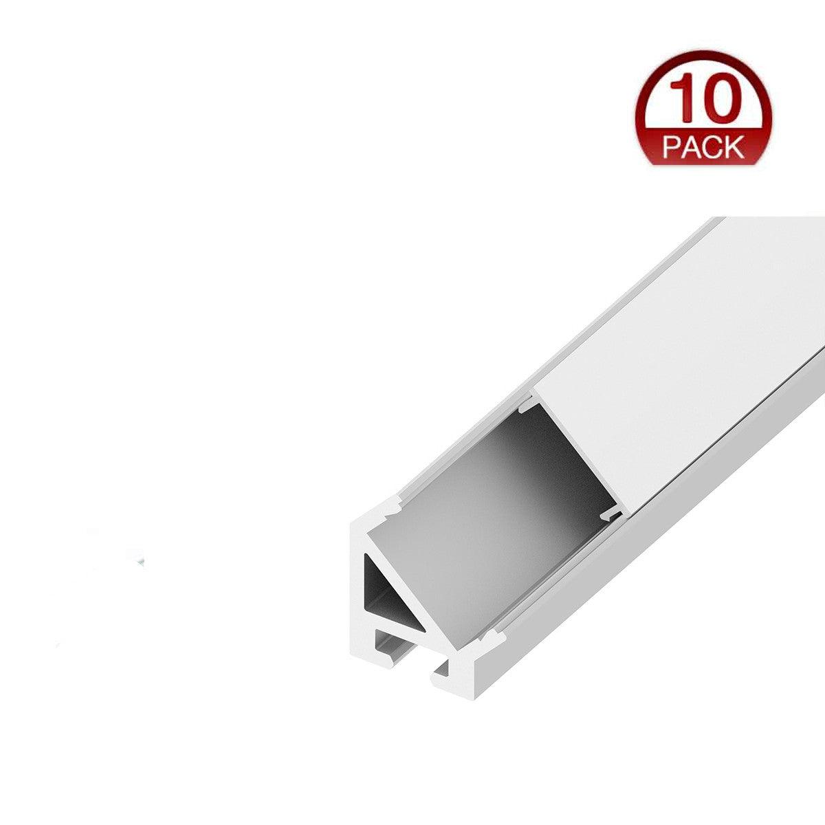 96in. Chromapath Builder, 45 degree LED Aluminum channel, Corner, for Strips Up To 12mm, Pack of 10