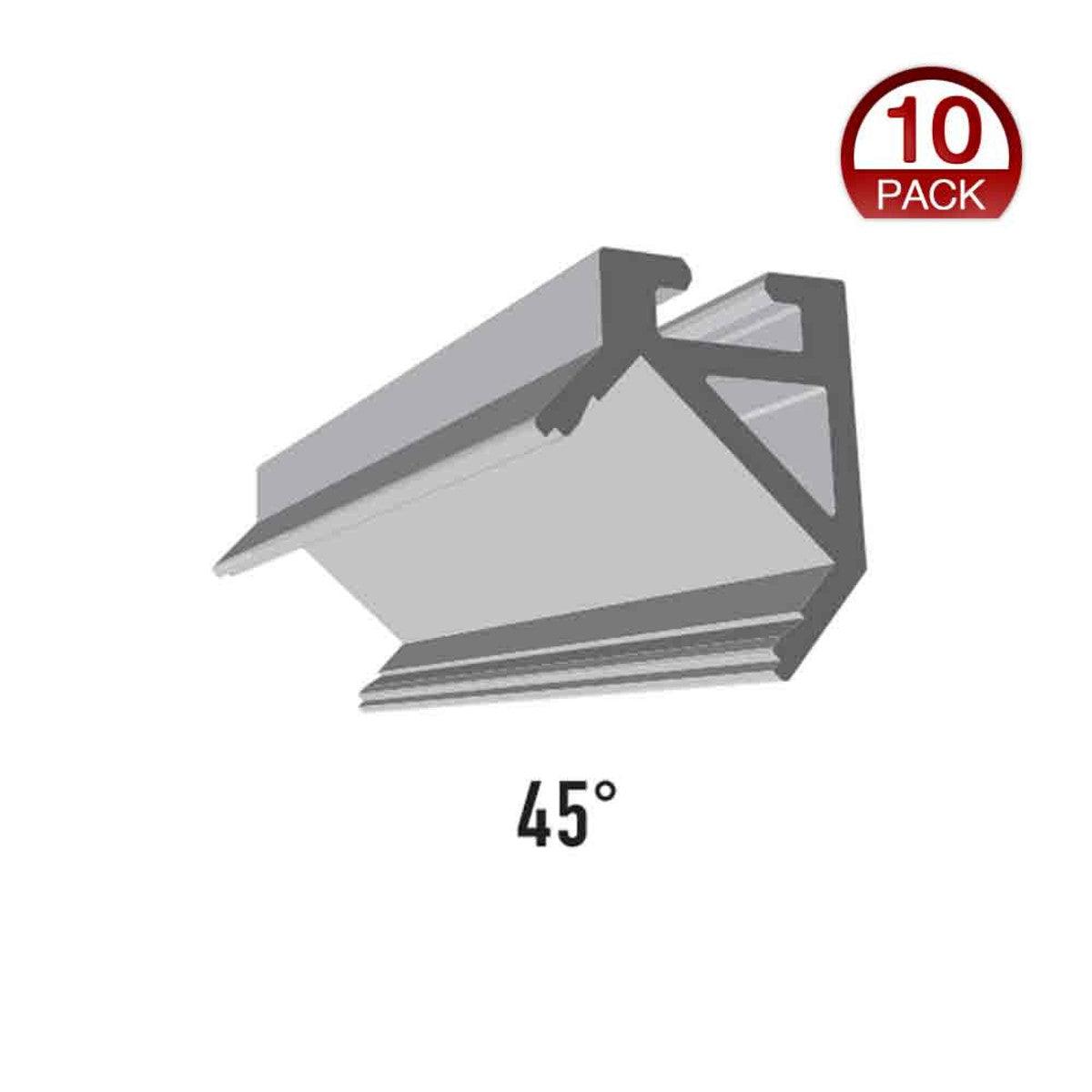 96in. Chromapath Builder, 45 degree LED Aluminum channel, Corner, for Strips Up To 12mm, Pack of 10 - Bees Lighting
