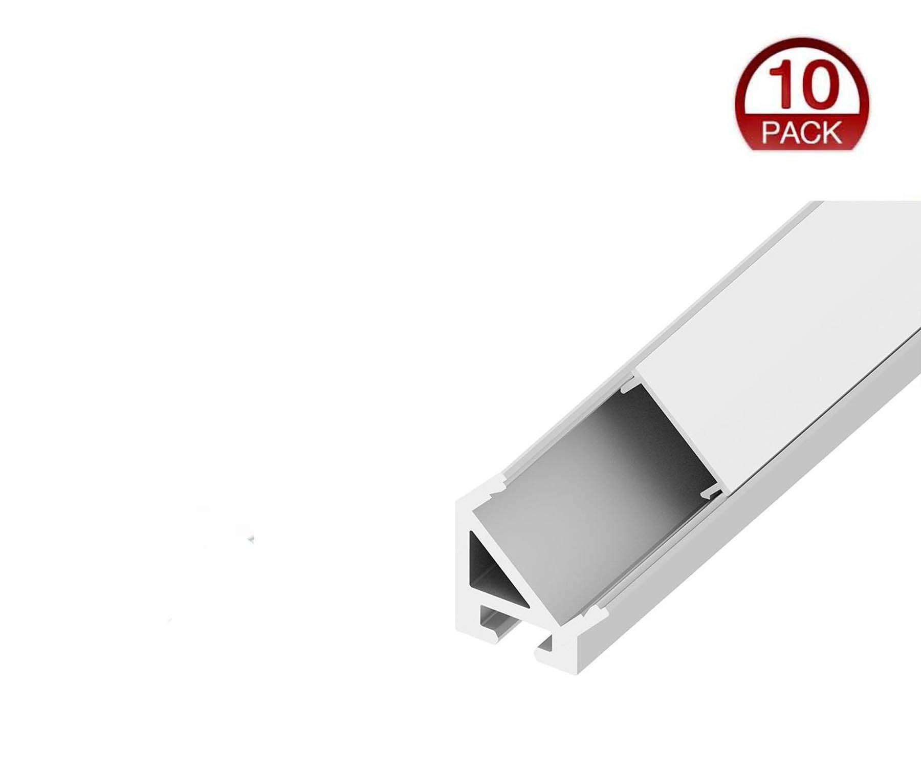 96in. Chromapath Builder, 45 degree LED channel, Corner, for Strips Up To 12mm, White, Pack of 10