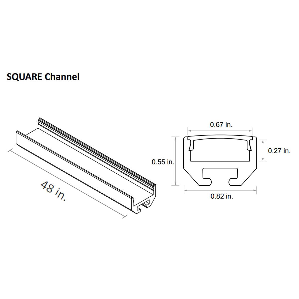 48in. Chromapath Builder, Square Black LED Channels for 12mm strip lights