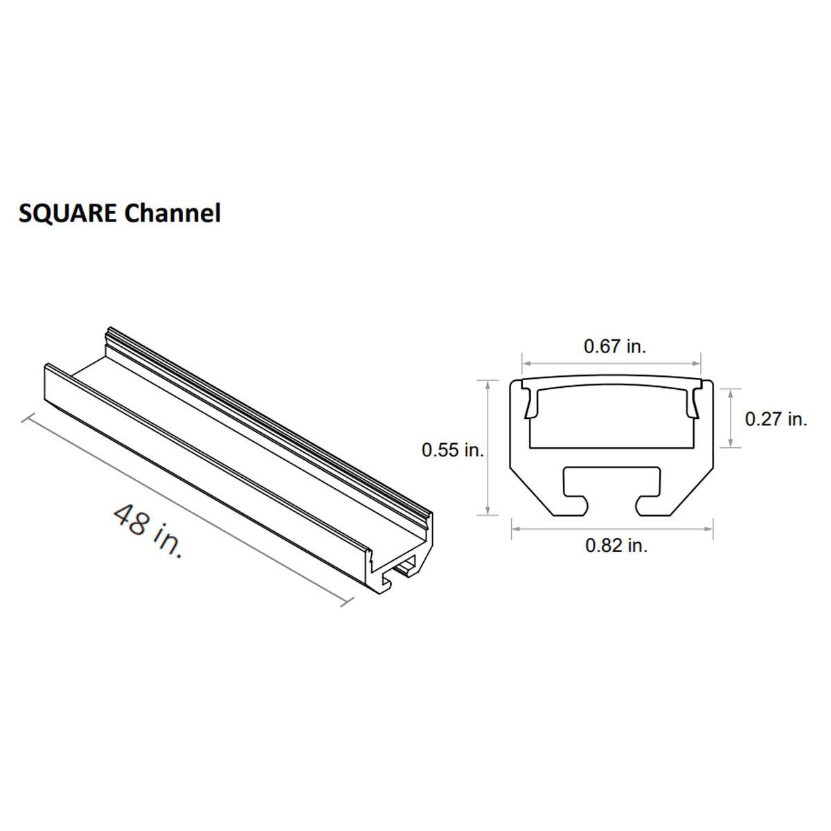 48in. Chromapath Builder, Square LED Aluminum Channels for 12mm strip lights - Bees Lighting