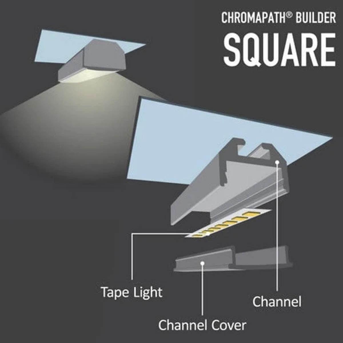 96in. Chromapath Builder, Square Black LED Channels for 12mm strip lights, Pack of 10