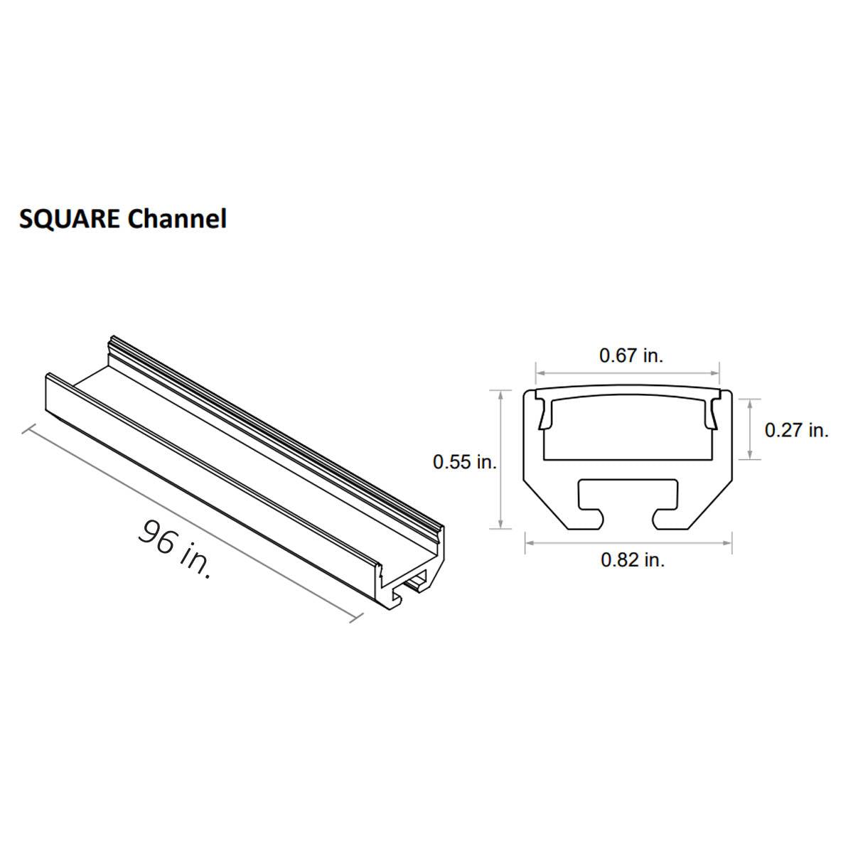 96in. Chromapath Builder, Square White LED Channels for 12mm strip lights, Pack of 10 - Bees Lighting